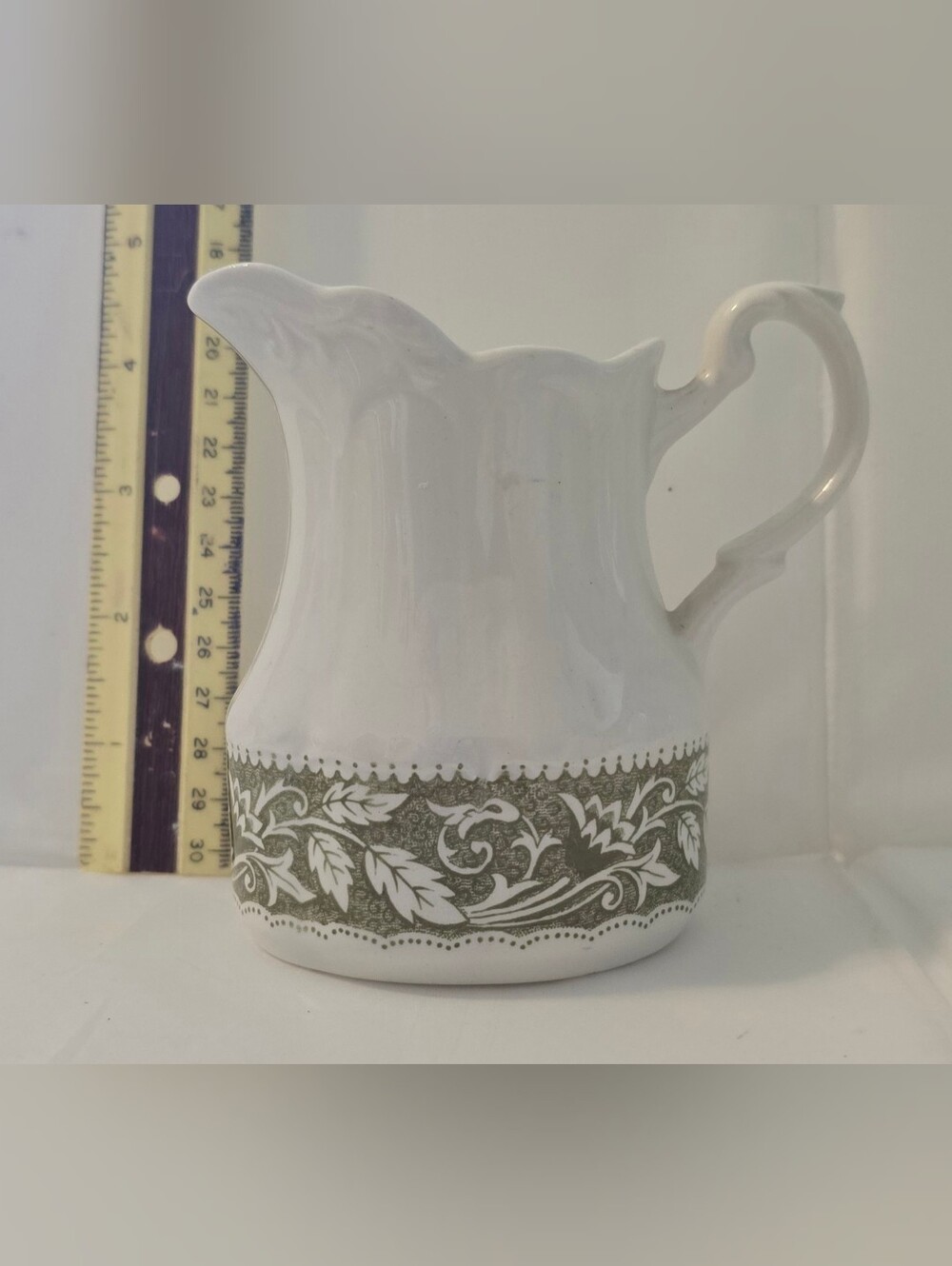 J&G Meakin Sterling Colonial Creamer Green Floral Ironstone England Vintage